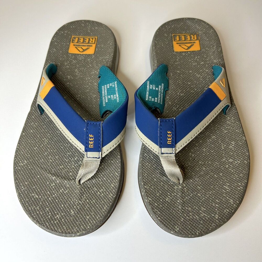Reef Sandals Mens 7 Blue Thong Strap Cushion Bottle Opener Slip Resistant